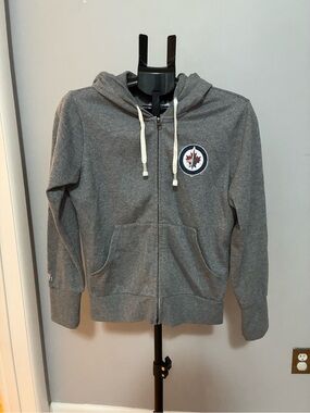 Touch by Alyssa Milano Sparkle Grey Zip-Up Hoodie with Jets Logo